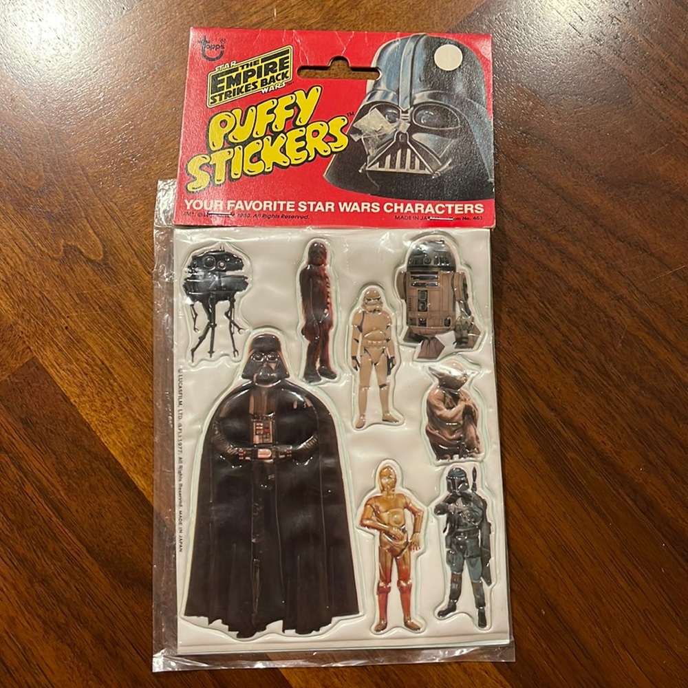 VINTAGE 1970S EMPIRE STRIKES BACK PUFFY STICKERS - SEALED IN PACKAGE!